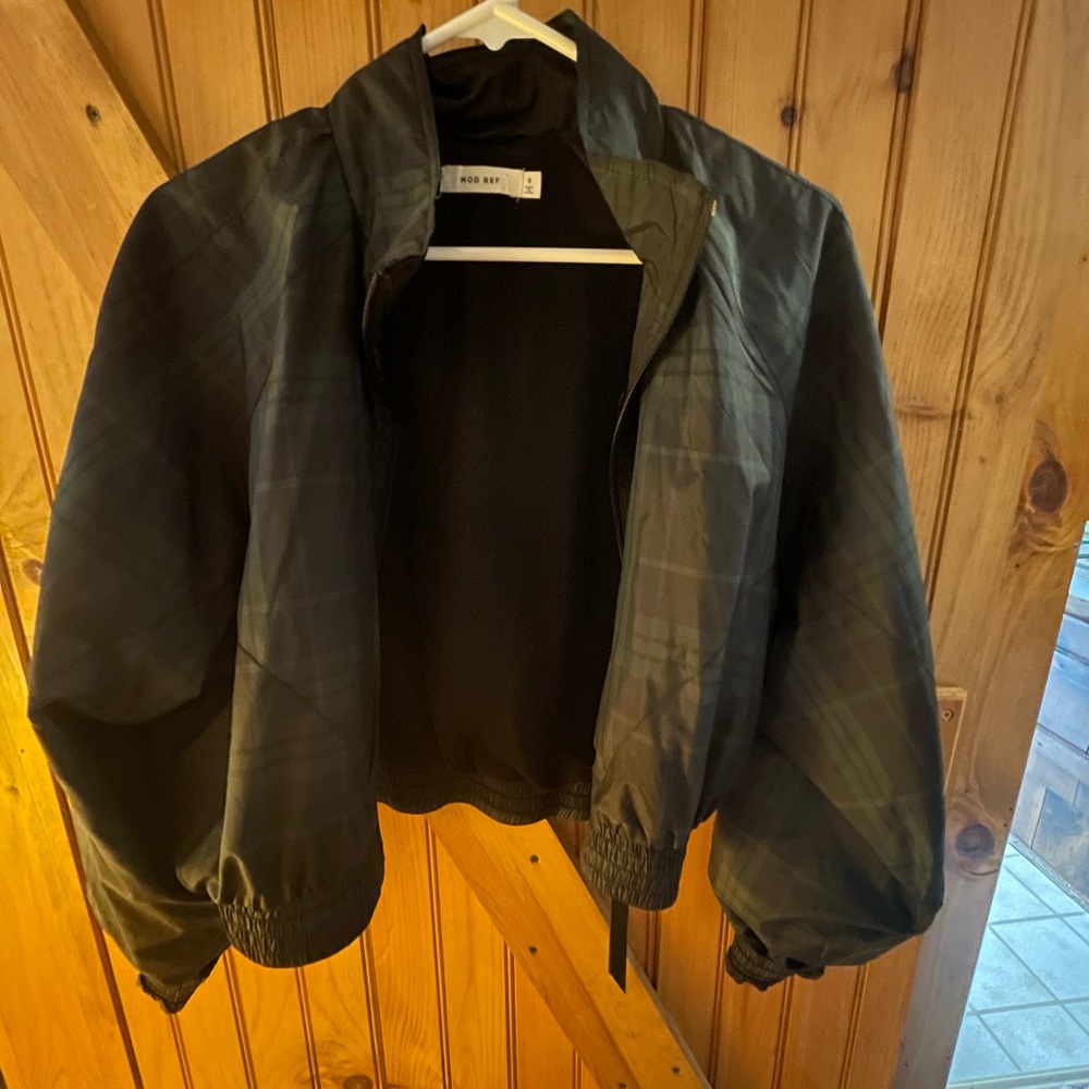 Cropped Bomber Jacket. Plaid Pattern. Size Small. - image 1
